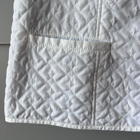Chico's Women's Ribbed Quilted Vest Sz 2 Large White Zip Collared Pocket Lined - Picture 4 of 13